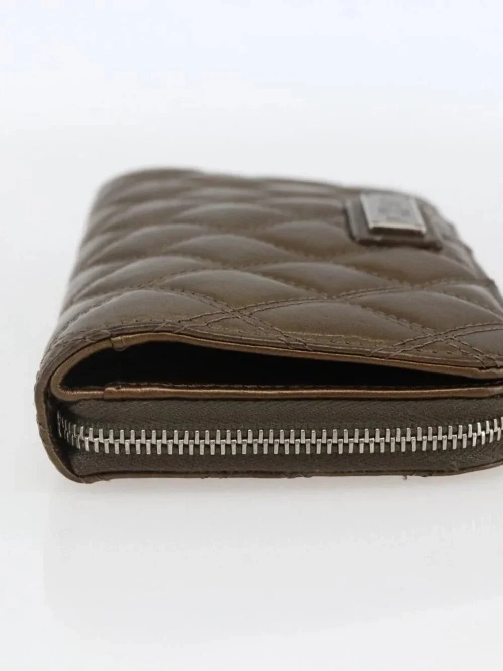 CHANEL Bicolore Long Wallet Leather Gold CC Auth LNZ276V